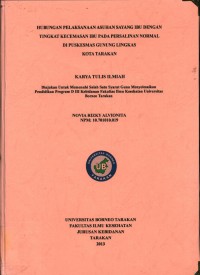 Hubungan Pelaksanaan Asuhan Sayang Ibu Dengan Tingkat Kecemasan Ibu Pada Persalinan Normal Di Puskesmas Gunung Lingkas Kota Tarakan