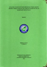 Analisis Usahatani Padi Sawah Dan Padi Ladang Di Desa Teras Nawang Kecamatan Tanjung Palas Kabupaten Bulungan