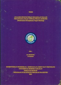 Analisis Hukum Peran Kejaksaan Dalam Penanggulangan Tindak Pidana Korupsi (Studi Kasus Di Kejaksaan Negeri Bontang)