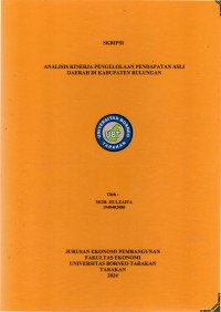 Analisis Kinerja Pengelolaan Pendapatan Asli Daerah Di Kabupaten Bulungan