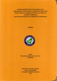 Dampak Kepemilikan Manajerial Dan Kepemilikan Institusional Terhadap Struktur Modal Dengan Stabilitas Penjualan Sebagai Variabel Moderasi (Studi Pada Perusahaan Perbankan Indonesia)