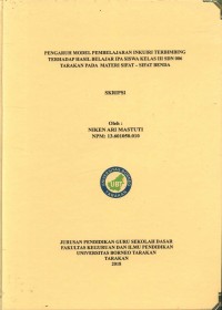 Pengaruh Model Pembelajaran Inkuiri Terbimbing Terhadap Hasil Belajar IPA Siswa Kelas III SDN 006 Tarakan Pada Materi Sifat–Sifat Benda