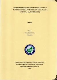 MAKNA PADA PROSESI TOLAK BALA/MANDI SAFAR MASYARAKAT DESA BOHE SILIAN DI KECAMATAN MARATUA ( KAJIAN FOLKLOR)
