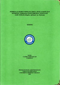PERBEDAAN BOBOT RIMPANG SERTA JENIS AUKSIN DAN SITOKININ TERHADAP PERTUMBUHAN VEGETATIF JAHE MERAH (Zingiber Officinale Var.Rubrum)