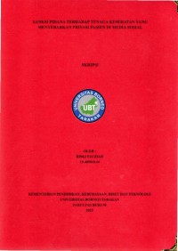 Sanksi Pidana Terhadap Tenaga Kesehatan Yang Menyebarkan Privasi Pasien Di Media Sosial
