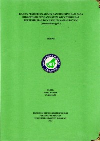 Kajian Pemberian AB Mix Dan Biourine Sapi Pada Hidroponik Dengan Sistem Wick Terhafap Pertumbuhan Dan Hasil Tanaman Bayam (Amaranthus spp. l.)