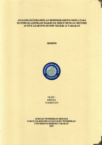 Analisis Keterampilan Berpikir Kritis Siswa Pada Materi Klasifikasi Makhluk Hidup Dengan Metode Active Learning Di SMP Negeri 12 Tarakan