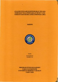 Analisis Pengaruh Kepemilikan Negara Terhadap Nilai Perusahaan Bumn Yang Terdaftar Di Bursa Efek Indonesia (BEI)