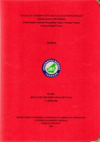 Tinjauan Yuridis Tentang Gugatan Dinyatakan Tidak Dapat Diterima (Studi Kasus Putusan Pengadilan Negeri Tarakan Nomor 9/PDT.G/2020/PN.TAR)