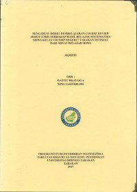 Pengaruh Model Pembelajaran Course Review Horay (CRH) Terhadap Hasil Belajar Matematika Siswa Kelas VIII SMP Negeri 7 Tarakan Ditinjau Dari Minat Belajar Siswa