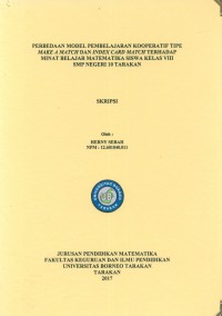 Perbedaan Model Pembelajaran Kooperatif Tipe Make A Match Dan Index Card Match Terhadap Minat Belajar Matematika Siswa Kelas VIII SMP Negeri 10 Tarakan