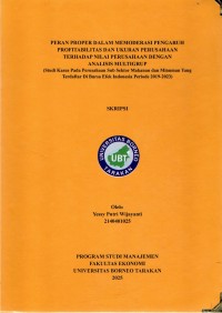 PERAN PROPER DALAM MEMODERASI PENGARUH PROFITABILITAS DAN UKURAN PERUSAHAAN TERHADAP NILAI PERUSAHAAN DENGAN ANALISIS MULTIGRUP (Studi Kasus Pada Perusahaan Sub Sektor Makanan Dan Minuman Yang Terdaftar Di Bursa Efek Indonesia Periode 2019-2023)