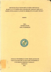 Meningkatkan Kemampuan Siswa Mengenal Huruf A I U E O Siswa Kelas IB SDN 007 Tarakan Melalui Model Pengajaran Langsung Berbantuan Kartu Huruf