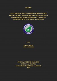 Analisis Penggunaan Pembangkit Listrik Tenaga Surya (PLTS) Sebagai Cadangan Daya Listrik Pada Sistem Budidaya Tanaman Hidroponik Di Juata, Kota Tarakan