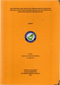 Pengaruh ROA, ROE, NPM Dan EPS Terhadap Return Saham Pada Perusahaan Manufaktur Subsektor Makanan Dan Minuman Di Bursa Efek Indonesia Periode 2015-2019