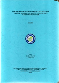 Struktur Komunitas Plankton Pada Perairan Tambak Tradisional Di Desa Tanjung Buka Kabupaten Bulungan