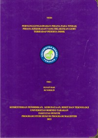 Pertanggungjawaban Pidana Pada Tindak Pidana Kekerasan Dilakukan Guru Terhadap Peserta Didik
