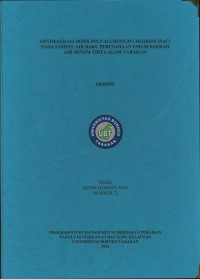 Optimalisasi Dosis Poly Aluminium Chloride (PAC) Pada Sampel Air Baku Perusahaan Umum Daerah Air Minum Tirta Alam Tarakan