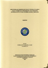 Identifikasi Morfologi Daun Tingkat Famili Pada Tumbuhan Monokotil Dan Potensi Penerapannya Pada Pembelajaran Biologi