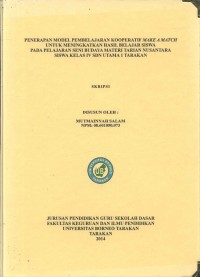 Penerapan Model Pembelajaran Kooperatif Make A Match Untuk Meningkatkan Hasil Belajar Siswa Pada Pelajaran Seni Budaya Materi Tarian Nusantara Siswa Kelas IV SDN Utama 1 Tarakan
