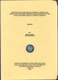 Meningkatkan Kemampuan Membaca Permulaan Menggunakan Model Pembelajaran Kooperatif Tipe STAD Pada Siswa Kelas 1 B SDN 034 Tarakan