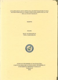 Analisis Kesalahan Siswa Dalam Menyelesaikan Soal Materi Persamaan Garis Lurus Pada Siswa Kelas VIII MTs Al-Fatah Tarakan