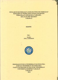 Pengaruh Kecerdasan Logis-Matematis Terhadap Kemampuan Pemecahan Masalah Sistem Persamaan Linear Dua Variabel Kelas IX SMP Negeri 9 Tarakan