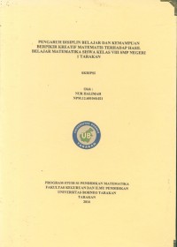 Pengaruh Disiplin Belajar Dan Kemampuan Berpikir Kreatif Matematis Terhadap Hasil Belajar Matematika Siswa Kelas VIII SMP Negeri 1 Tarakan