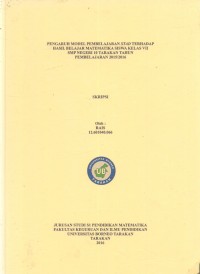Pengaruh Model Pembelajaran STAD Terhadap Hasil Belajar Matematika Siswa Kelas VII SMP Negeri 10 Tarakan Tahun Pembelajaran 2015/2016