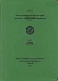 Analisis Efisiensi Usahatani Padi Sawah (Oryza sativa L.) (Studi Kasus Di Desa Mansapa Kecamatan Nunukan Selatan)