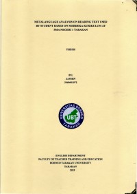 Metalanguage Analysis On Reading Text Used By Student Based On Merdeka Kurikulum At Sma Negeri 1 Tarakan
