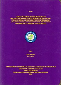 Tanggung Jawab Hukum Perusahaan Melaksanakan Reklamasi Berdasarkan Berdasarkan Undang-Undang Nomor 3 Tahun 2020 Tentang Perubahan Atas Undang-Undang Nomor 4 Tahun 2009 Tentang Pertambangan Mineral Dan Batubara