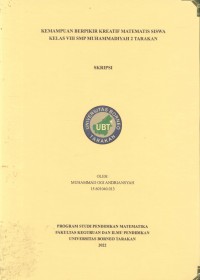 Kemampuan Berpikir Kreatif Matematis Siswa Kelas VIII SMP Muhammadiyah 2 Tarakan