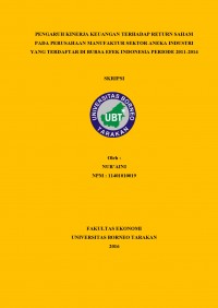 Pengaruh Kinerja Keuangan Terhadap Return Saham Pada Perusahaan Manufaktur Sektor Aneka Industri Yang Terdaftar Di Bursa Efek Indonesia Periode 2011-2014