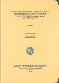 Meningkatkan Keterampilan Bertanya Melalui Pendekatan Ilmiah (Scientific Approach) Subtema Keberagaman Budaya Bangsaku Pada Kelas IV SDN 011 Malinau Kota Kabupaten Malinau