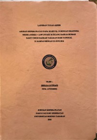 Asuhan Keperawatan Pada Klien Ny. D Dengan Diagnosa Medis Anemia + Low Intake Di Ruang Dahlia Rumah Sakit Umum Daerah Tarakan Dari Tanggal 21 Sampai Dengan 23 Juni 2016
