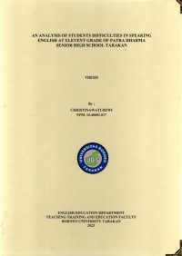 An Analysis Of Students Difficulties In Speaking English At Eleventh Grade Of Patra Dharma Tarakan