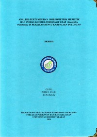 Analisis Pertumbuhan Morfometrik Meristik Dan Indeks Kondisi Horseshoe Crab (Tachypleus tridentatus) Di Perairan Bunyu Kabupaten Bulungan