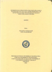 Deskripsi Daya Serap Siswa Pada Mata Pelajaran Matematika Dalam Ujian Akhir Semester (UAS) Genap Kelas X SMA Muhamadiyah Tarakan Tahun Pelajaran 2015/2016