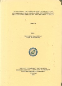 Menyelesaikan Soal Cerita Materi Sistem Persamaan Linear Dua Variabel Kelas X MA Al Khairaat Tarakan