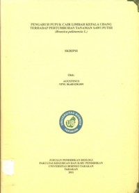Pengaruh Pupuk Cair Limbah Kepala Udang Terhadap Pertumbuhan Tanaman Sawi Putih (Brassica Pekinensia L.)