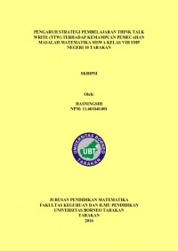 Pengaruh Strategi Pembelajaran Think Talk Write (TTW) Terhadap Kemampuan Pemecahan Masalah Matematika Siswa Kelas VIII SMP Negeri 10 Tarakan