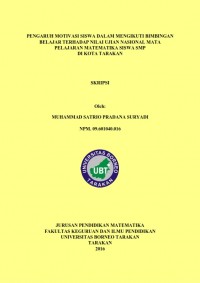 Pengaruh Motivasi Siswa Dalam Mengikuti Bimbingan Belajar Terhadap Nilai Ujian Nasional Mata Pelajaran Matematika Siswa SMP Di Kota Tarakan