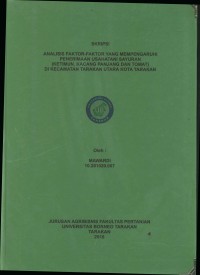 Analisis Faktor-Faktor Yang Mempengaruhi Penerimaan Usahatani Sayuran (Ketimun, Kacang Panjang Dan Tomat) Di Kecamatan Tarakan Utara Kota Tarakan