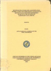 Meningkatkan Hasil Belajar Siswa Pada Pembelajaran IPA (Perubahan Lingkungan) Menggunakan Metode Eksperimen Di Kelas IV SDN 013 Sesayap Kabupaten Tana Tidung