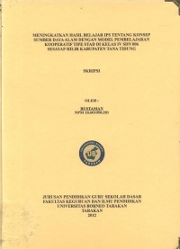 Meningkatkan Hasil Belajar IPS Tentang Konsep Sumber Daya Alam Dengan Model Pembelajaran Kooperatif Tipe STAD Di Kelas IV SDN 006 Sesayap Hilir Kabupaten Tana Tidung