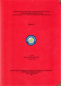Pertanggungjawaban Pidana Penganiayaan Yang Dilakukan Oleh Anak (Analisis Berdasarkan Undang-Undang No. 11 Tahun 2012 Tentang Sistem Peradilan Pidana Anak)