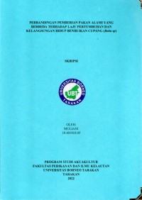 Perbandingan Pemberian Pakan Alami Yang Berbeda Terhadap Laju Pertumbuhan Dan Kelangsungan Hidup Benih Ikan Cupang (Betta sp.)
