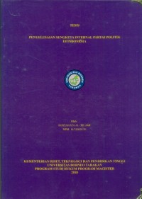 Penyelesaian Sengketa Internal Partai Politik Di Indonesia