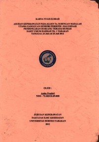 Asuhan Keperawatan Pada Klien Tn. B Dengan Masalah Utama Gangguan Sensori Persepsi: Halusinasi Pendengaran Di Ruang Teratai Rumah Sakit Umum Daerah Tk. 1 Tarakan Tanggal 23 Juli s/d 25 Juli 2012